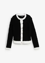 Kort bouclé-cardigan i ull, bonprix