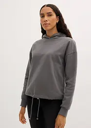 Sweatshirt med hette og snøring i nederkant, bonprix