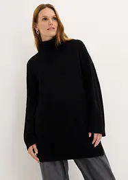 Lang finstrikket genser i viskosemiks med splitter i siden, bonprix