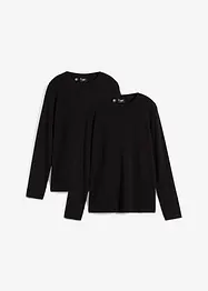 Langermet topp med økologisk bomull (2-pack), bonprix