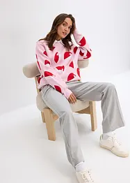 Oversized, finstrikket genser med rund hals, bonprix