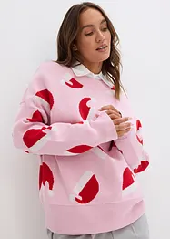 Oversized, finstrikket genser med rund hals, bonprix