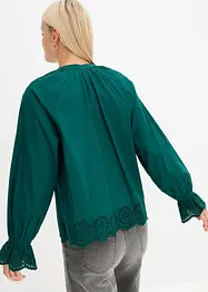 Bluse med blonde i nederkant, bonprix