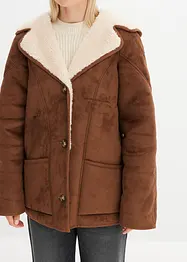 Shearling-jakke med hette, bonprix