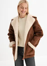 Shearling-jakke med hette, bonprix