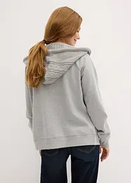 Sweatshirt med glidelås, strikket hette og lommer, bonprix