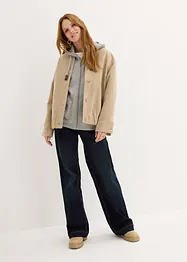 Sweatshirt med glidelås, strikket hette og lommer, bonprix