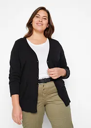 Basic finstrikket cardigan med knappestolpe, bonprix