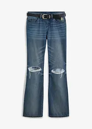 Bootcut-jeans med belte (todelt sett), bonprix