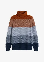 Genser med bomull, colorblocking og høy hals, bonprix