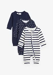 Nattdrakt til baby i ren økologisk bomull (3-pack), bonprix