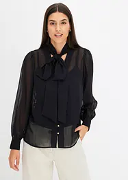 Chiffonbluse med sløyfe, bonprix