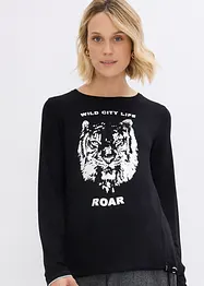 Langermet topp med tiger-print, bonprix