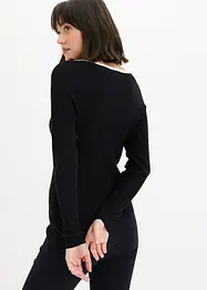 Finstrikket genser med passepoil, bonprix