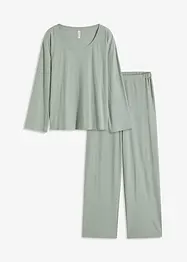 Pyjamas med vid bukse i viskose i strikket look, bonprix