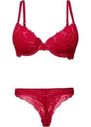 Vattert BH og stringtruse i blondemateriale (2-delt sett), bonprix