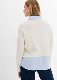 Genser i finstrikk med bluse-innfelling, bonprix
