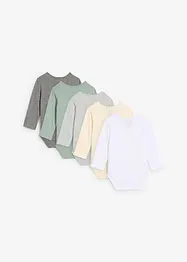 Langermet body til baby av økologisk bomull (5-pack), bonprix
