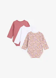 Langermet omslagsbody i ren økologisk bomull (3-pack), bonprix