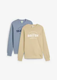 Sweatshirt i økologisk bomull (2-pack), bonprix