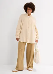 Oversized lang musselin-bluse av bomull med splitt i sidene, bonprix