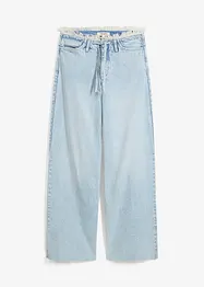 Wide Leg-jeans, Mid Waist, Low Stretch frynser, bonprix