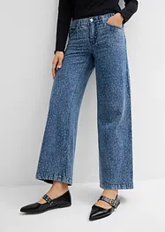 Wide Leg-jeans, Mid Waist, komfortlinning med strass, bonprix