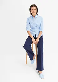 Bluse med stripemønster og smalt knytebelte, bonprix