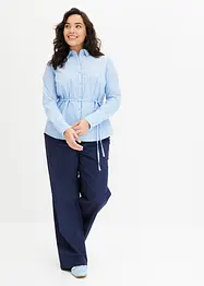 Bluse med stripemønster og smalt knytebelte, bonprix