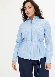 Bluse med stripemønster og smalt knytebelte, bonprix