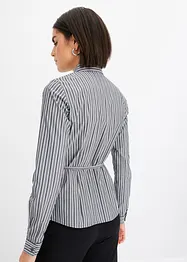 Bluse med stripemønster og smalt knytebelte, bonprix