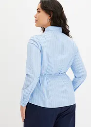 Bluse med stripemønster og smalt knytebelte, bonprix