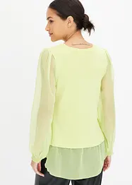 Genser med ermer i chiffon, bonprix