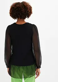 Genser med ermer i chiffon, bonprix