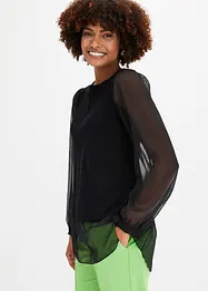 Genser med ermer i chiffon, bonprix