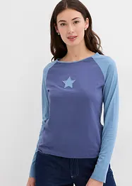 Langermet, tofarget topp med broderi, bonprix