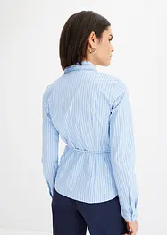 Bluse med stripemønster og smalt knytebelte, bonprix