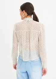 Mønstret chiffonbluse med rysjer, bonprix