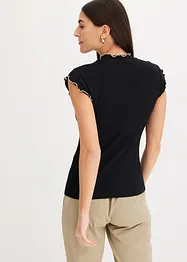 Ribbestrikket topp med smale rysjekanter, bonprix