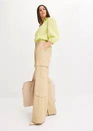 Bluse med lengre bakstykke og ballongermer, bonprix