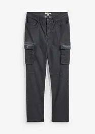 Cargobukse med stretch i vasket look, Straight, bonprix