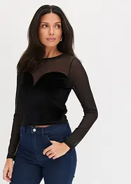 Korsett-topp med mesh, cropped, bonprix