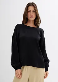 Oversized bluse med snøring i viskosemiks, bonprix