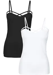 Stroppetopp i bomullsmiks (2-pack), bonprix