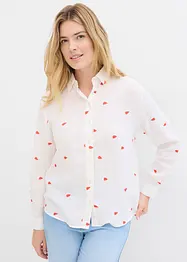 Musselin-bluse med hjertemønster, bonprix