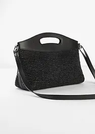 Skulderveske i strå med skinnhank, bonprix