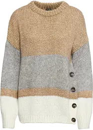 Oversized, stripet genser med knapper, bonprix