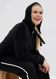 Loungewear langermet fleece-kosejakke med hette, bonprix