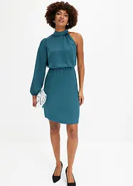 One shoulder-kjole i blank sateng, bonprix