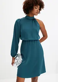One shoulder-kjole i blank sateng, bonprix